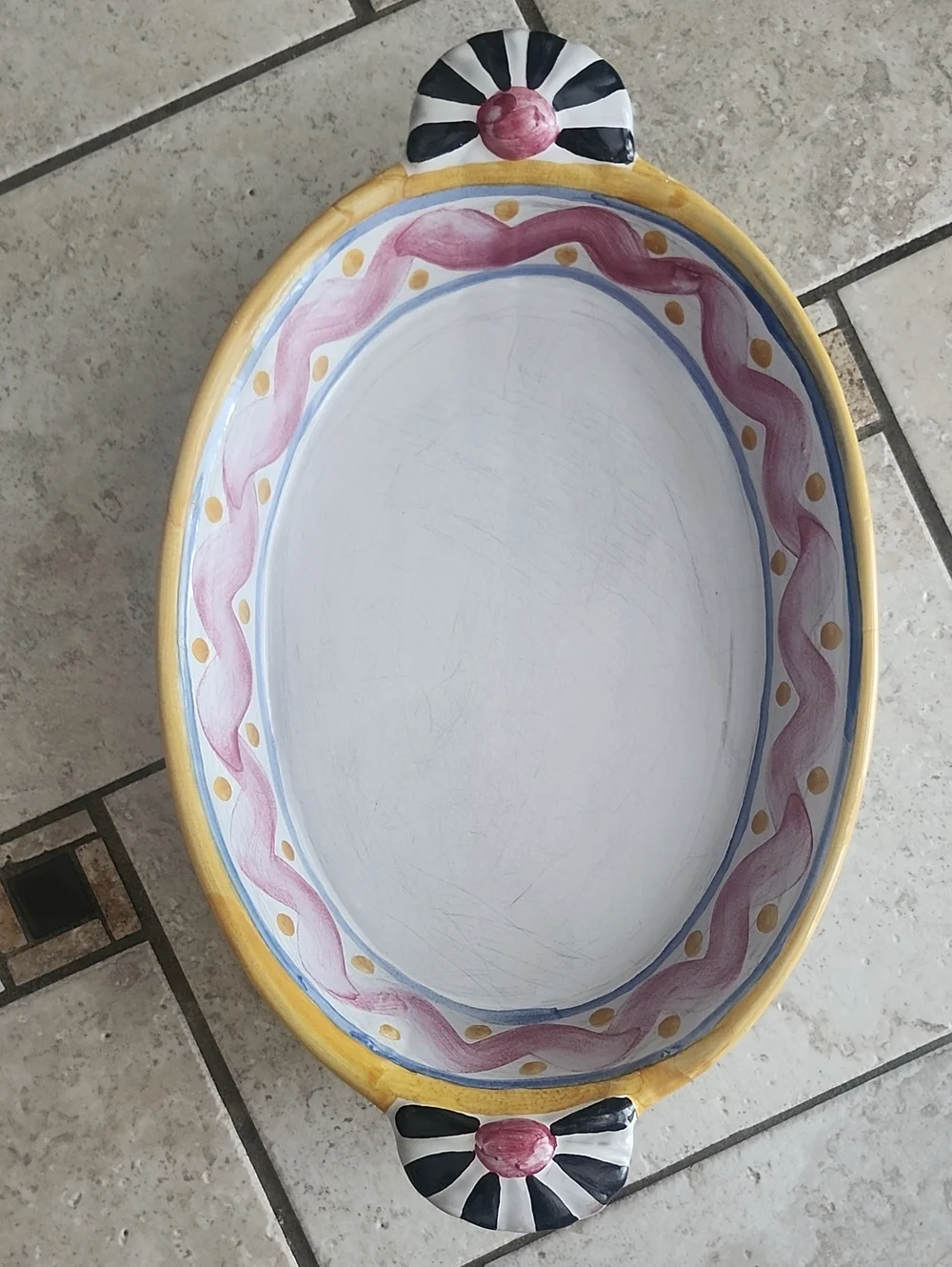 Vtg MacKenzie-Childs Piccadilly Au Gratin Dish 14 Inches